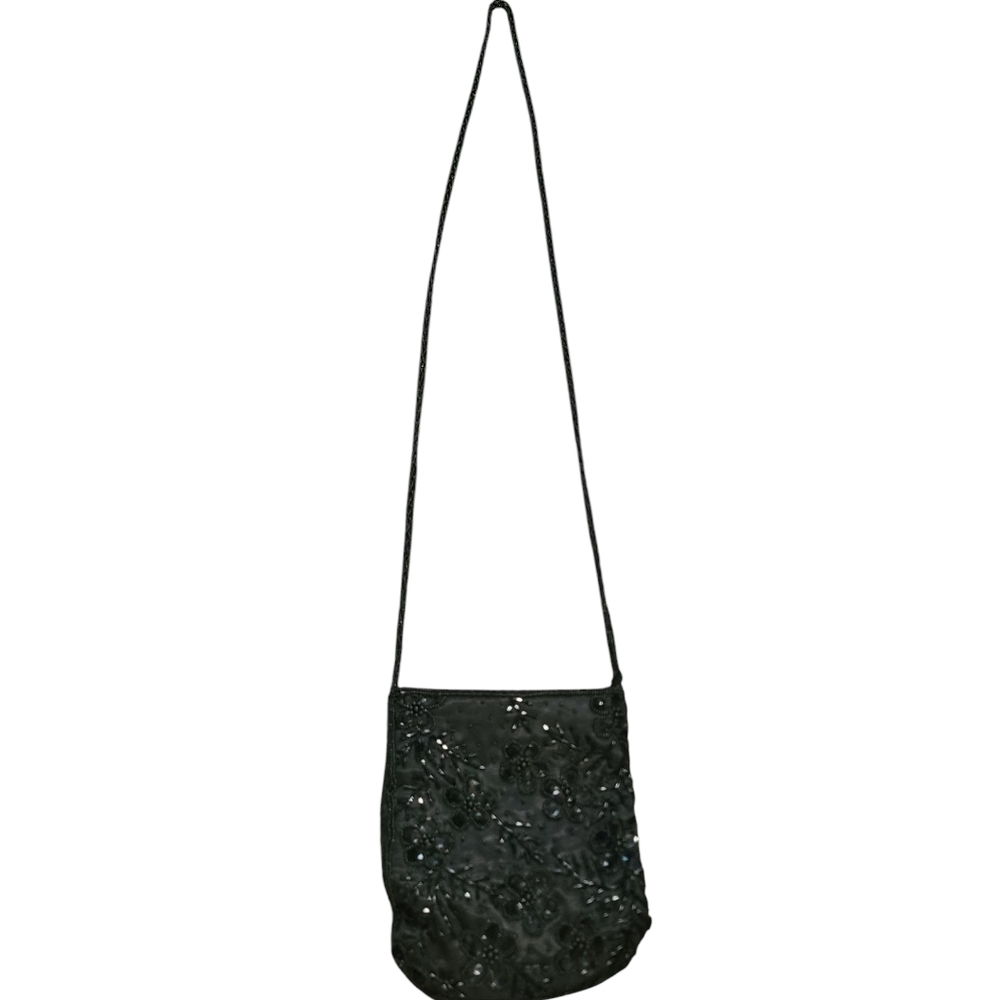 Y2K Black Beaded Evening Bag Crossbody